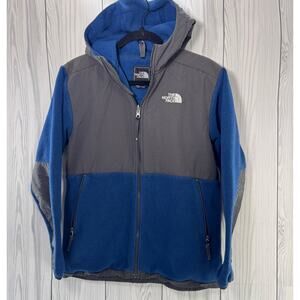 The North Face Hooded Jacket Boys XL  Blue Denali  Polartec Fleece Youth  Coat
